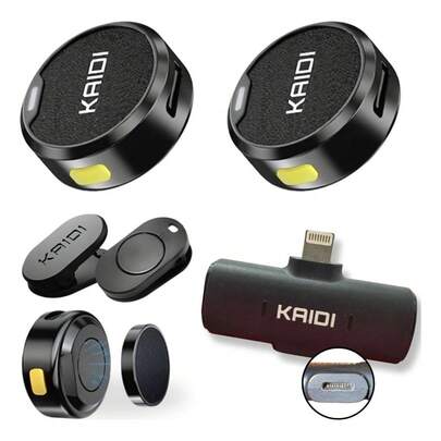 KD-KMF4 Microfone lapela duplo redondo IOS podcast video Ímã Sem Fio tipoc descreto entrevista