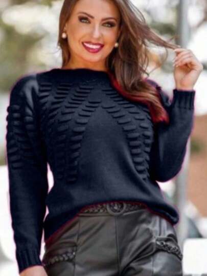 TRICOZHU  Blusa Feminina GROSSO   INVERNO TRICO BOLINHA Blusinha Manga longo MODA  2023