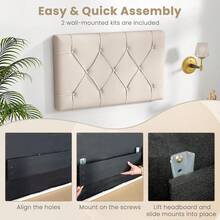 Upholstered Headboard For Twin/Twin XL Size Bed, Wall Mounted Twin Headboard Only, Modern Button Tufted Headboard For Dorm Bedroom, Attachment Device Included, Dorm Headboard, Beige