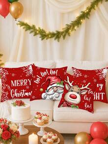 4Pcs Christmas Pillowcase,Merry Christmas Cushion Cover With Snowman And Santa Claus Design,45*45cm Peach Skin Throw Pillow Cover,Festival Cushion Case (Excluding Pillow Core) Christmas Decorations,Christmas Party Decor,Xmas Decor,Christmas Decorations For Home,Christmas Party Favors
