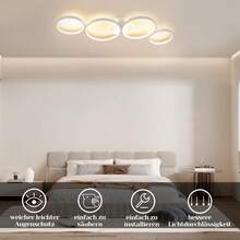 homefire 1/2 LED Ceiling Lamp Modern 4-Flame In Ring Optics 3000k 89cm Warm White Ceiling Light Round White 37W Indoor Living Room Lamp Made Of Aluminum For Bedroom Living Room Hallway Office Study - trắng - Xem 2