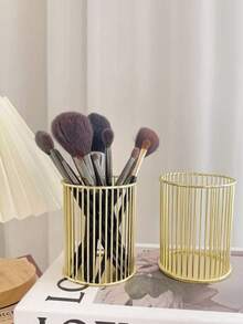 Nordic Style Gold Storage Pen Holder, Makeup Brush Storage Pen Holder, Makeup Brush Storage Rack, Suitable For Dressing Table Countertops, Bathroom Countertops, Storage And Organization - Gold - View 4