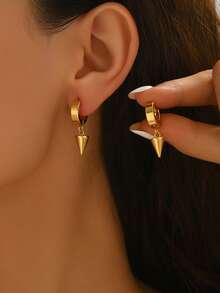 1 对时尚经典百搭高端甜心锥形女士耳环 - 金色 - 查看 2