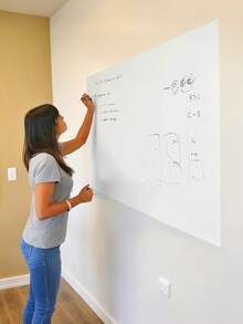 1 rollo de papel tapiz autoadhesivo de pizarra blanca, superficie escribible para escuela, oficina, hogar - fácil de instalar, patrón de coincidencia al azar - Blanco - Ver 2