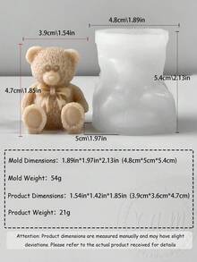 迷你泰迪熊模具，DIY泰迪熊蜡烛装饰，泰迪熊滴管装饰，手工皂，柔软易脱模，家居装饰，蜡烛或石膏浇铸一体式耐用硅胶材质，适用于桌面、卧室、门廊、床头柜、烛光晚餐装饰、节日派对氛围装饰，4款泰迪熊款式可选 - 白色 - 查看 5