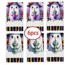 2/4/6/48pcs Halloween Ghost Themed Print Kitchen Towels, High Absorbency Dish Cloths, Ideal For Cooking, Baking, Kitchen And Bathroom Use