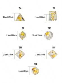 7pcs Transparent Resin Dice With Cartoon Duck Pattern And White Numeric, Suitable For Game Party Supplies
