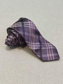 Men's Casual Color Stripe Plaid Slim Fit Tie (5.5 Cm) - 紫羅蘭色 - 查看 1