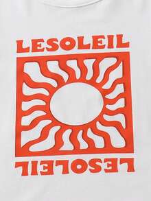 Bộ 2 món cho bé trai, áo thun ngắn tay cổ tròn in chữ và quần short kẻ sọc, trang phục mùa hè nhẹ nhàng. - trắng - Xem 4