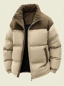 1pc Men's Outdoor Thick Hooded Jacket, Solid Color, Autumn/Winter,Fleece