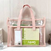 Portable Waterproof Transparent File Organizer Bag – A4 Size Multi-Color Document Tote For Office & School Supplies,Back To School,School Supplies