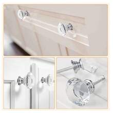4pcs Diamond Crystal Glass Cabinet Drawer Knobs, Wardrobe Door Hardware - Clear - View 9