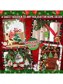 10 Peças Enfeites Penduráveis para Árvore de Natal, Artesanato de Madeira DIY, Pintura e Desenho DIY (Com Corda), Decorações de Natal, Suprimentos de Decoração DIY para Árvore de Natal