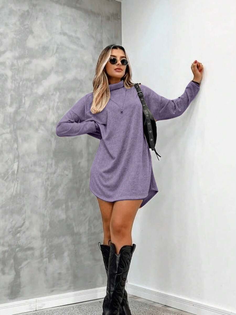 Women's Long Sleeve Lace Dress For Summer - 淺灰紫 - 查看 1
