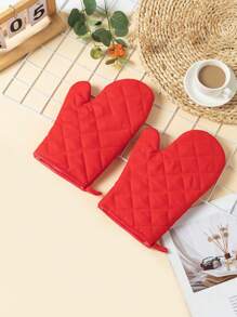 1pc/2pcs Thick Microwave Oven Gloves, Suitable For Baking & Oven, Heat Insulated, Heat Resistant, High Temperature Resistant - Pink - View 8