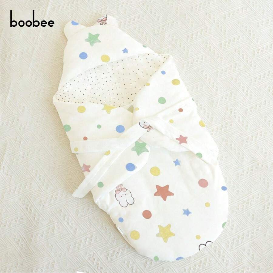 1 pezzo Copertina avvolgente per neonato, sacco a pelo per neonati, coperta da esterno spessa e morbida - Copertina avvolgente anti-sussulto, con stampa a cartoni animati, adatta per 0-12 mesi, regalo perfetto per il festa di nascità di un neonato