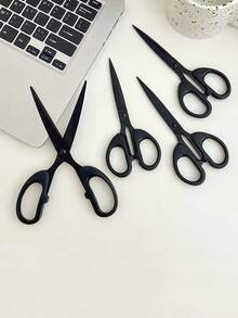 1 Set Of 16cm Black Rust-Resistant Blades Household Scissors, 18cm Non-Stick Scissors, Office Scissors, Easy To Clean - Multicolor - View 3