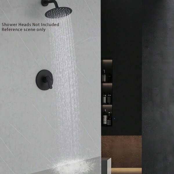 Elegant Black Wall Mounted Dual Function Shower Faucet, Classic Style, Copper Material, Pre Embedded Insert, Easy To Install, Single Switch Without Shower Head, Ideal Choice For Modern Bathroom Decoration, Modern Bathroom Faucet | Minimalist Faucet | Copper Faucet