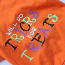 1PC Pet T-Shirt Dog Halloween Orange T-Shirt Funny Letter Print Pet Autumn Outfit Bichon Teddy Small Dog Holiday Party Warm Clothing - Orange - View 8