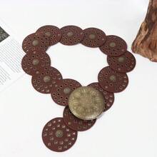 1 件闪亮波西米亚 PU 皮革腰带，春夏秋秋季，秋季，万圣节 - 復古壓花腰封 - 查看 11