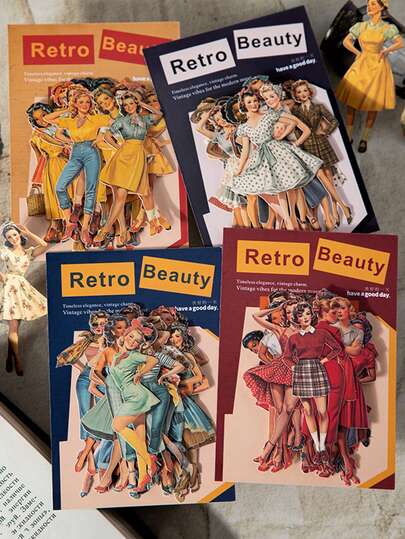 have a good day 25pcs/Pack Vintage Girl Stickers, Creative Aesthetic Stickers, DIY Decorative Collage Craft Materials, Holiday Gifts, Personalized Scrapbooking School Supplies