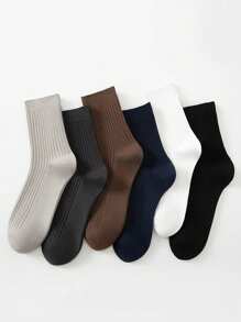 20/5/3/1 Pairs Men's Solid Color Soft Breathable Sports & Casual Mid-Calf Socks, Multi-Pack, All Season