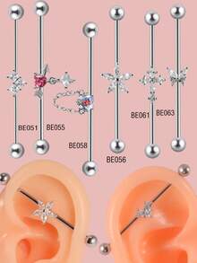 1 Miếng Hoa tai Khối Zirconia  Trang trí - Bạc - Xem 9