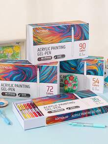 Bộ bút gel acrylic 90 màu Languo - Bút vẽ nghệ thuật nhiều lớp chuyên nghiệp, phù hợp cho học sinh, đầu bút mảnh 0.7mm, bút vẽ DIY trên thủy tinh/giấy/gỗ/giấy đen/cốc/nhựa, lý tưởng cho việc ghi chú và thủ công. - Nhiều màu - Xem 10