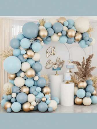 134 قطعة/مجموعة من بالونات بالون ذات طابع أزرق، مناسبة لزينة حفلات عيد الميلاد والزفاف والمناسبات الخاصة بالطفل والأعياد