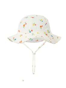 1 pieza Sombrero de cubo de algodón puro para bebé, sombrero de cubo estampado para bebé, sombrero de sol de unicolor unisex - Multicolor - Ver 21