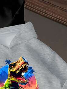 3pcs/Set Toddler Dinosaur Pattern Warm Hooded Sweatshirts - Multicolor - View 3