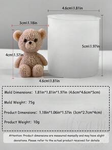 迷你泰迪熊模具，DIY泰迪熊蜡烛装饰，泰迪熊滴管装饰，手工皂，柔软易脱模，家居装饰，蜡烛或石膏浇铸一体式耐用硅胶材质，适用于桌面、卧室、门廊、床头柜、烛光晚餐装饰、节日派对氛围装饰，4款泰迪熊款式可选 - 白色 - 查看 8