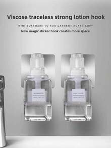 10/8/6/4/2/1 قطعة حامل شامبو وجل الاستحمام لاصق على الحائط - خطاف بلاستيك PVC بدون ثقب، تصميم حديث موفر للمساحة لتنظيم الحمام، يحمل عدة زجاجات (أبيض)، حل موفر للمساحة، منظم بسيط، تركيب لاصق، خطاف لاصق، رفوف حمام مثبتة على الحائط بدون ثقب للحمامات الصغيرة، اكسسوارات حمام، أدوات حمام