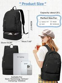 1 Balo đa năng nhiều ngăn đơn giản màu trơn có ngăn đựng giày dạng ống lồng, ba lô du lịch leo núi di động, thích hợp cho việc đi lại hàng ngày, công tác, du lịch, nghỉ mát, đi học, ba lô đựng đồ du lịch, lễ hội, túi đựng đồ tập gym thiết yếu, phụ kiện chạy bộ, túi thể thao cho nữ, túi thể thao để tập thể dục, túi du lịch dung tích lớn để đi nghỉ, túi tập yoga bền bỉ cho nam - Nhiều màu - Xem 3