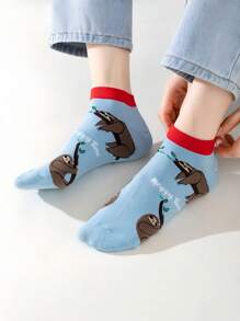 6 Paar Damen süße Hund & Cartoon Tier Muster Knöchelsocken, schöne Farben, leicht, weich, bequem, atmungsaktiv und dehnbar, geeignet für Lässig, Sport und Alltag