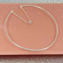Choker Necklace Rigid Hoop Adjustment 925 Sterling Silver - Silver - View 1