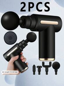 Pistola de masaje muscular portátil para masaje corporal, con pantalla táctil LED, ajuste de velocidad, recargable y 4 cabezales de masaje intercambiables - Fascia Gun - Asiento muscular - Instrumento de percusión eléctrico multiusos de grado fisioterapéutico profesional para hombros, cuello, cintura y espalda, regalos únicos y geniales para hombres, mujeres y regalos para ella