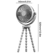 ANTSAY Ventilador Portátil Recargable 2000mAh con Pies Flexibles 360°: Soporte Celular, 3 Velocidades USB-C, 30dB Silencioso, Agujeros 0.21" Seguro Bebé, para Carriola/Clip/Escritorio/Viajes/Gimnasio - Gris Claro - Ver 7