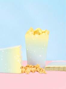 10 pièces/20 pièces/50 pièces Boîtes à pop-corn en papier arc-en-ciel, sacs à pop-corn en papier colorés, contenants pour bonbons et collations, seaux à pop-corn en papier, supports pour fête d'anniversaire, mariage, baby shower, fournitures de fête