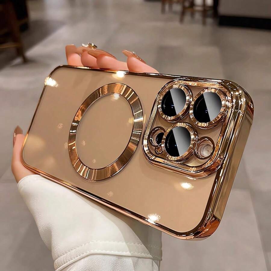 Hadaasi 1 件金色磁性电镀透明无线充电手机壳，兼容 17 Pro/17 Pro Max/17 Air/17/16 Pro/16 Pro Max/16 Plus/16/16E/SE4/15 Pro/15 Pro Max/15 Plus/15/14 Pro/14 Pro Max/14 Plus/14/13 Pro/13 Pro Max/13/12 Pro/12 Pro Max/12/11 Pro Max/11/11 Pro 防水防震防摔防刮