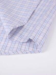 Luxury Wingtip Collar Dress Shirt For Groom, Stretch Comfort Fit, Wrinkle-Free & Breathable Fabric, Self-Tie Bow Tie, Black Tie Wedding & Gala Essentials - 淺灰藍格 - 查看 6