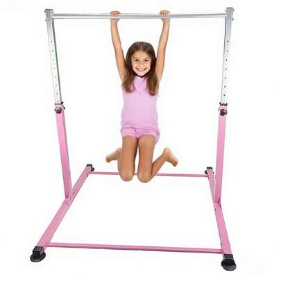Gr8 Home Gymnastics Horizontal Kip Bar Home Gym Adjustable Height For Children Kids Pink