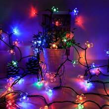 And Worry Free! Solar Cherry Blossom Light String, No Wiring Or Plug In, Automatically Senses To Light Up When It Gets Dark, Outdoor Courtyard Decoration Atmosphere
