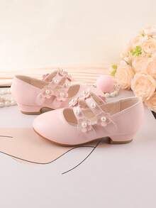 Mädchen Mode Rosa Blumen High Heel Festschuhe, geeignet für formelle Anlässe, Partys, Hochzeiten, Aufführungen, passend für Kleinkinder, kleine Mädchen und große Mädchen - Pink - Übersicht 6