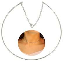 Choker Necklace Rigid Hoop Adjustment 925 Sterling Silver - Silver - View 3