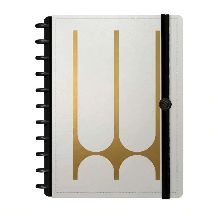ISCOOL Hardcover Notebook With Monogram Minimal Profile, Letter W - White and Gold - View 1