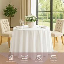 10 Pack Round Premium Tablecloth, Wrinkle Round Table Clothes, Washable Polyester Table Clothes Cover For Kitchen Dining, Wedding Birthday Party, Buffet Restaurant, Banquet - White - View 5