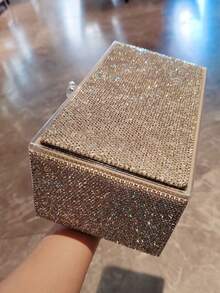 1pc Jewelry Storage Box, Luxury Sparkling Rhinestone Lipstick & Makeup Sponge Drawer Organizer, 3-Layer Ring Earring Bracelet Holder, Suitable For Vanity, Creative Gift Bag, Bags, Makeup Bag, Vanity, Travel, Make Up Bag, Storage, Makeup Organizer, Makeup Bags, Toiletry Bag, Desk Organiser, Cosmetic Bag, Makeup Pouch, Make Up Organizer, Vanity Accessories, Make Up Pouch, Make Up Bags, Jewellery Box, Pouch, Makeup Brush Holder, Brush Holder, Perfume Organiser, Pouch Bag - Silver - View 11