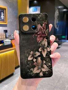 1Pc Vintage Floral Black Background Protective Phone Case Compatible With Apple /Galaxy/Infinix/Redmi/OPPO/VIVO/Realme - 1 cái - Xem 3