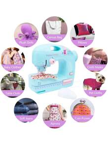 Set di macchine da cucire elettriche giocattolo per bambini, set fai-da-te per cucire vestiti in miniatura, accessori da sarta per il gioco di ruolo delle ragazze, mini strumenti di apprendimento della cucitura, decorazione per la stanza di apprendimento della cucitura, adatto per riparare vari indumenti piccoli